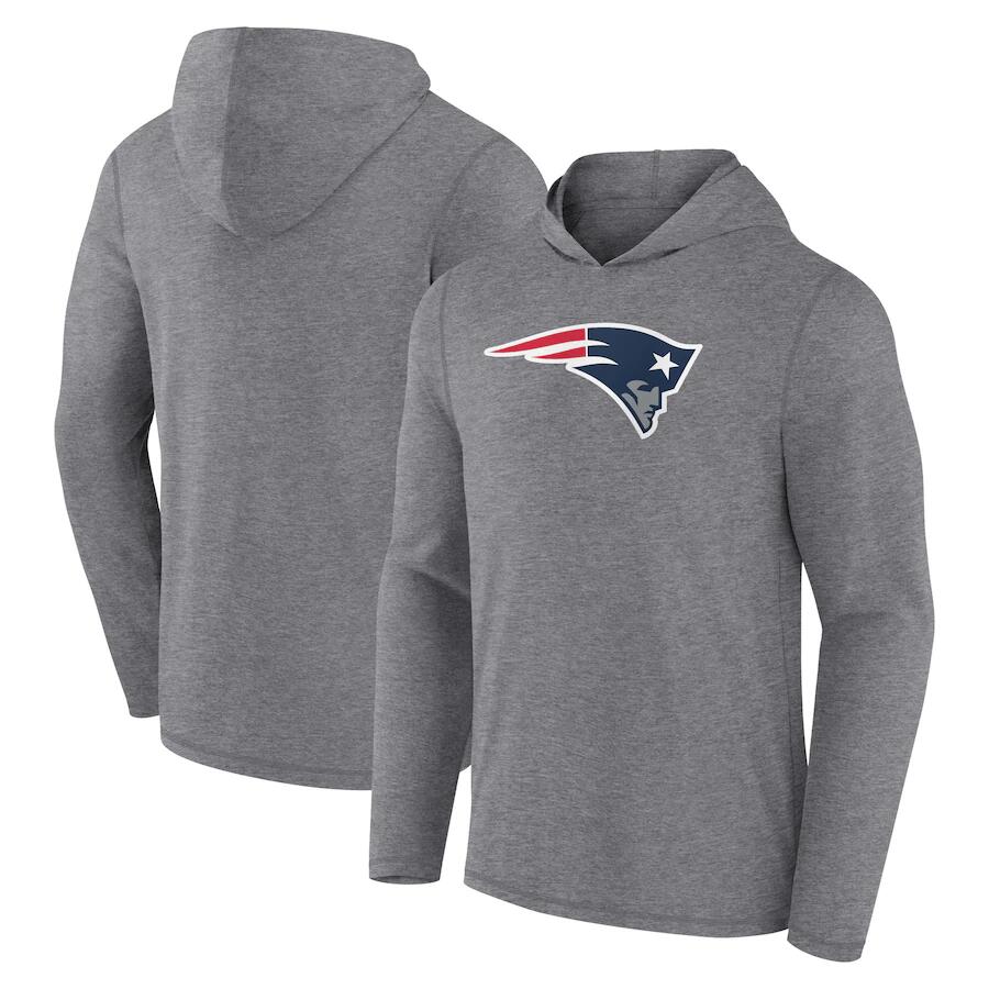 Men's New England Patriots Heather Gray Primary Logo Long Sleeve Hoodie T-Shirt Men's New England Patriots Heather Gray Primary Logo Long Sleeve Hoodie T-Shirt